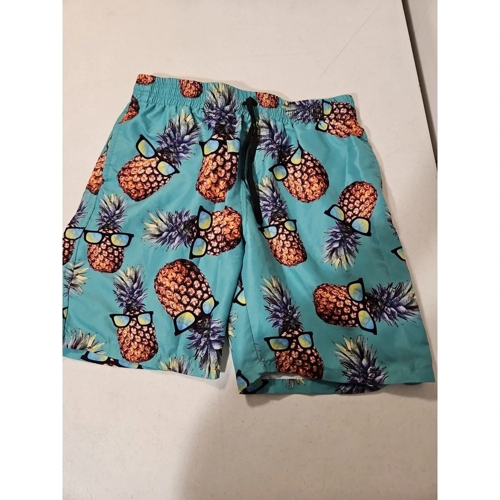 Pineapple Swim Trunks‎ Mens Size Large Net Liner Pockets Beach Volleyball (1403